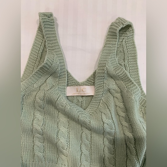 NWOT Light Green‎ Knit Fringed Tank - Picture 2 of 3